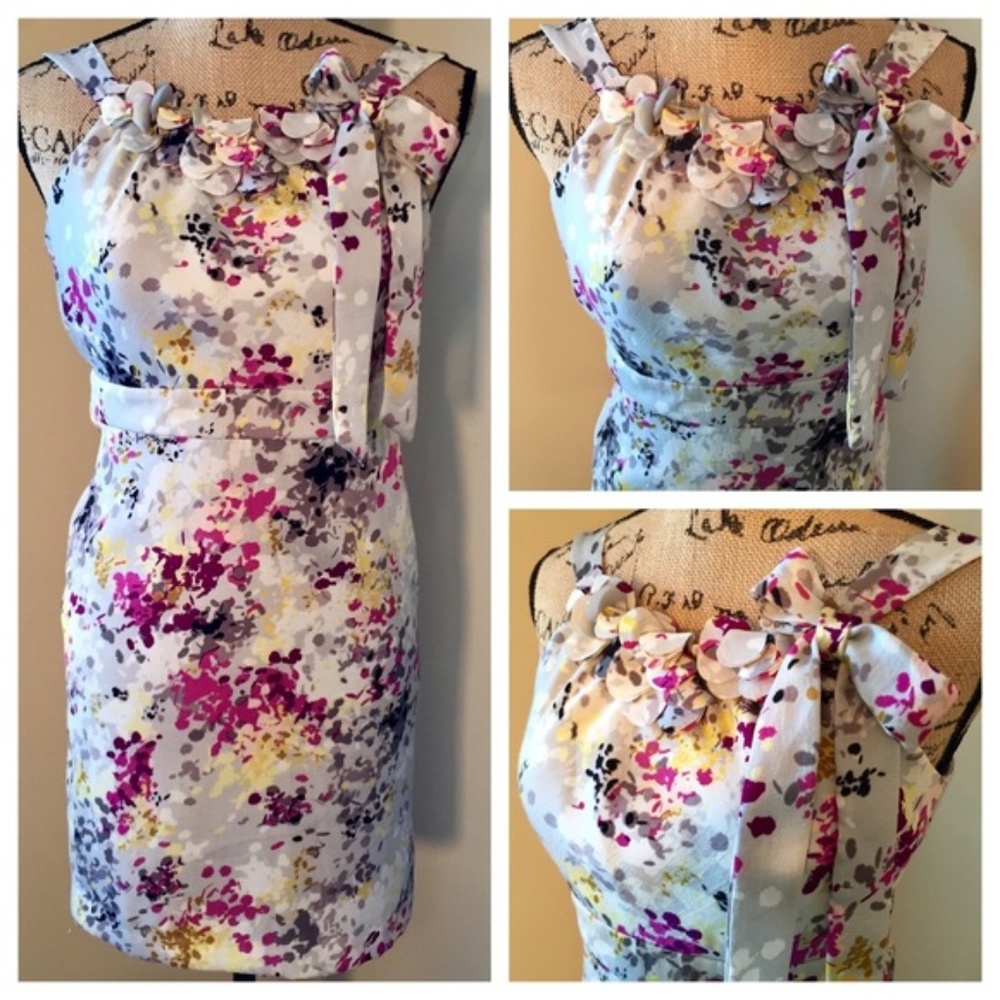 SALE New LOFT Gray Floral Sleeveless Dress Sz 8p